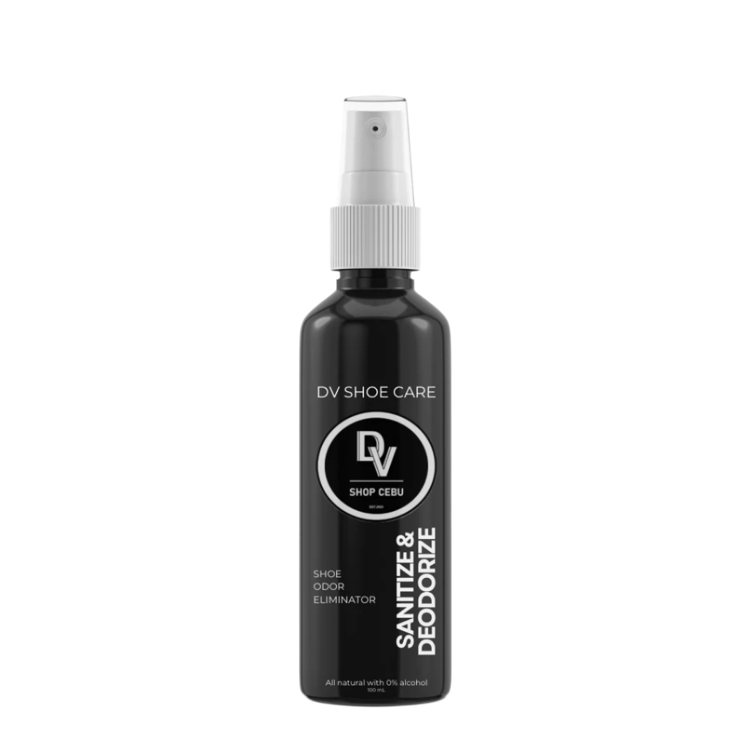 Front view of DV Shoe Deodorizer 100ml spray bottle