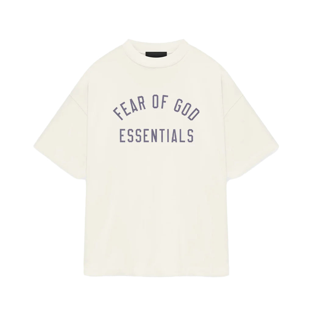 Front view of Fear of God Essentials Jersey Crewneck Tee in Shell