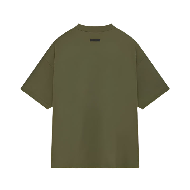 Back view of Essentials Jersey Tee in Military
