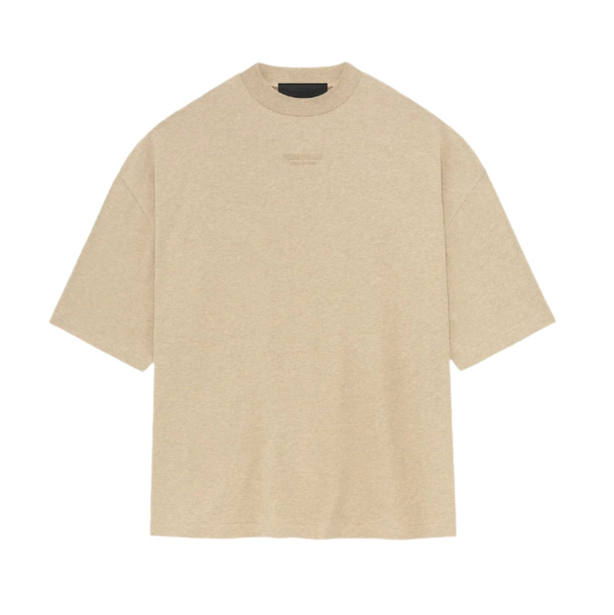 Front view of Fear of God Essentials Tee in Gold Heather
