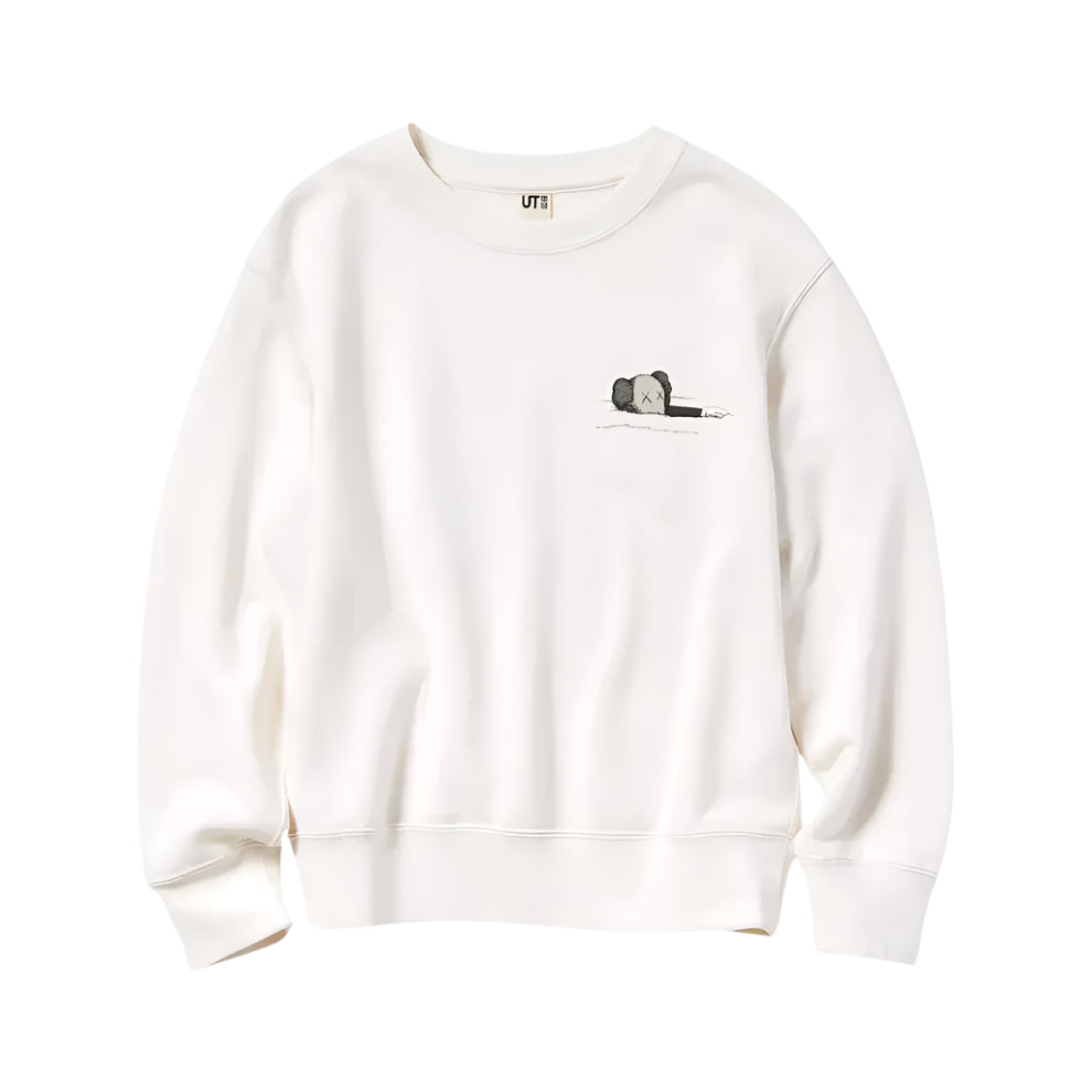 Front view of KAWS x Uniqlo Longsleeve Sweatshirt in Off White