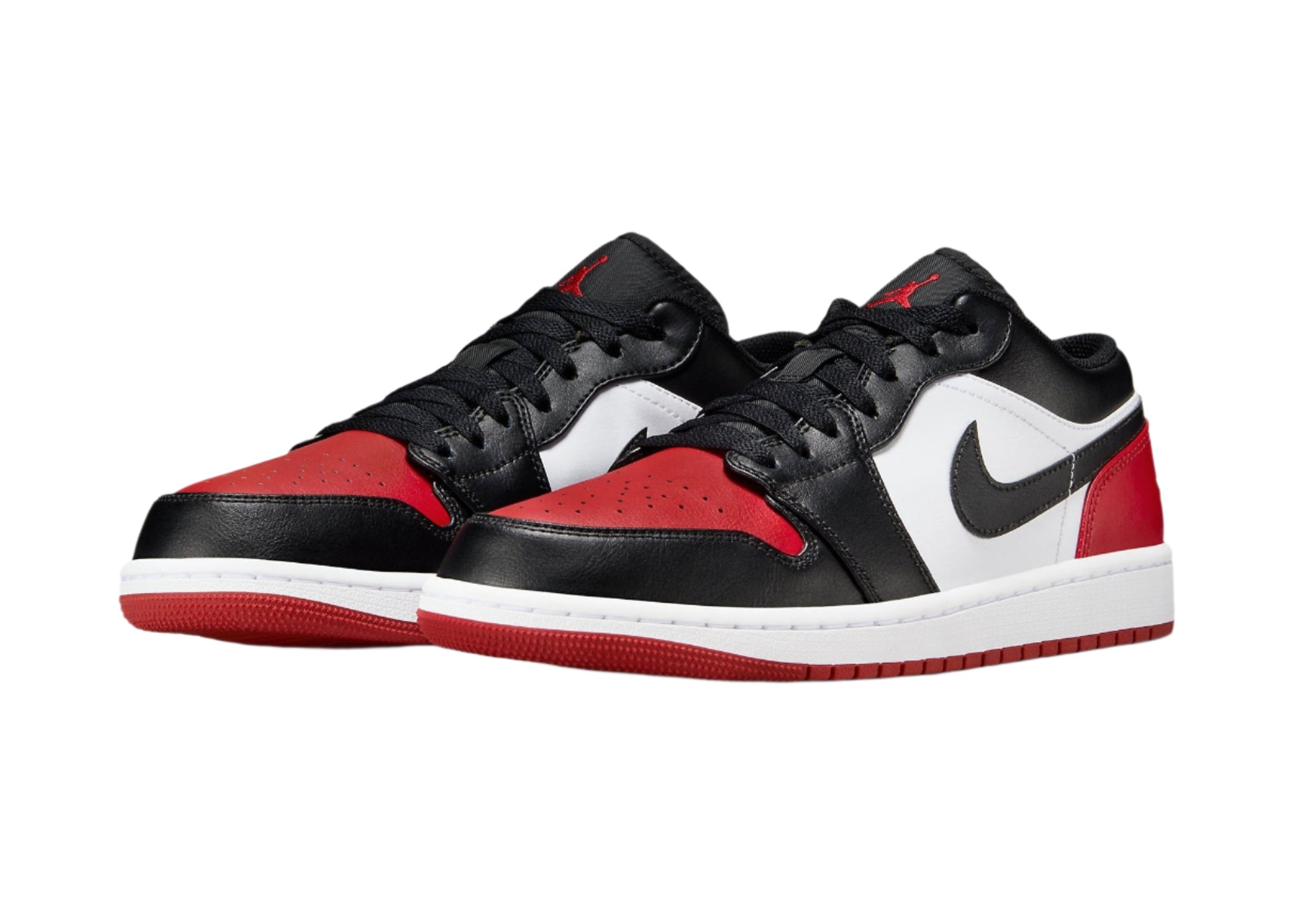 Air Jordan 1 Low Bred Toe 2.0 553558-161 On Feet View