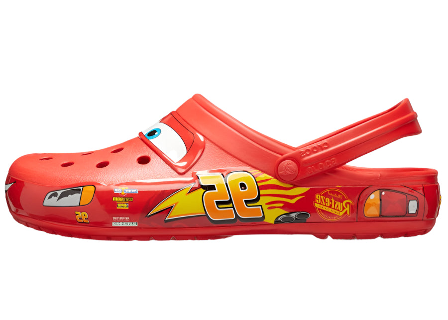 Side view of Crocs x Lightning McQueen Light-Up Clogs