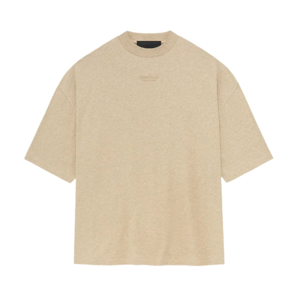 Front view of Fear of God Essentials Tee in Gold Heather