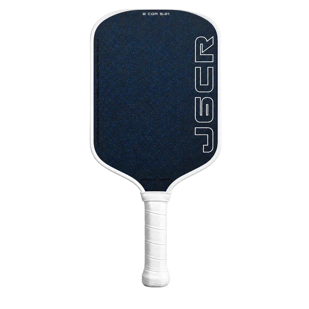 Honolulu J6CR Crystal Blue Endurance Grit 16mm Elongated Pickleball Paddle White Front View