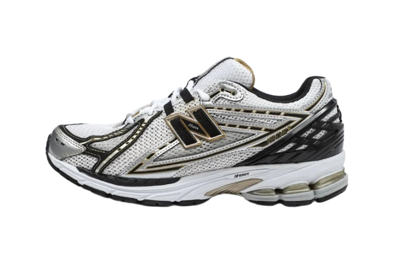 Side view of New Balance 1906R Queen of Tears White Metallic Gold