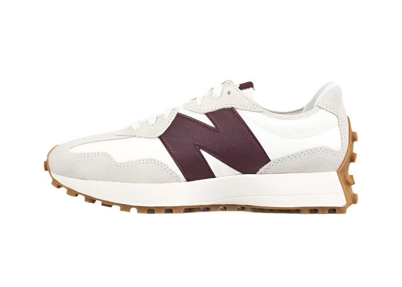 Side view of New Balance 327 Burgundy WS327KA sneakers