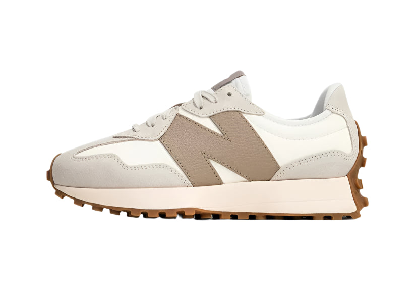 	Side view of New Balance 327 Driftwood sneakers