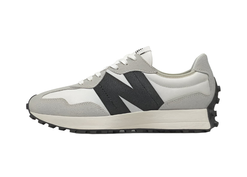 Side view of New Balance 327 Sea Salt Black unisex sneakers
