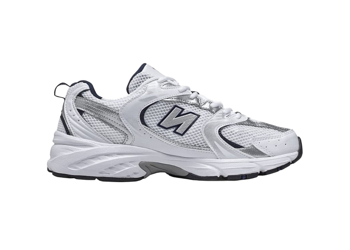 New Balance 530 White Silver Navy MR530SG On Feet View