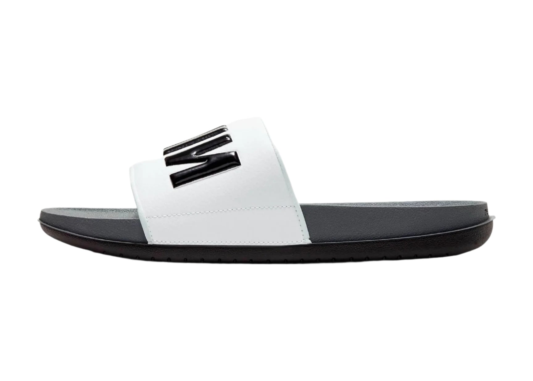 Side view of Nike Off-Court Slides in White