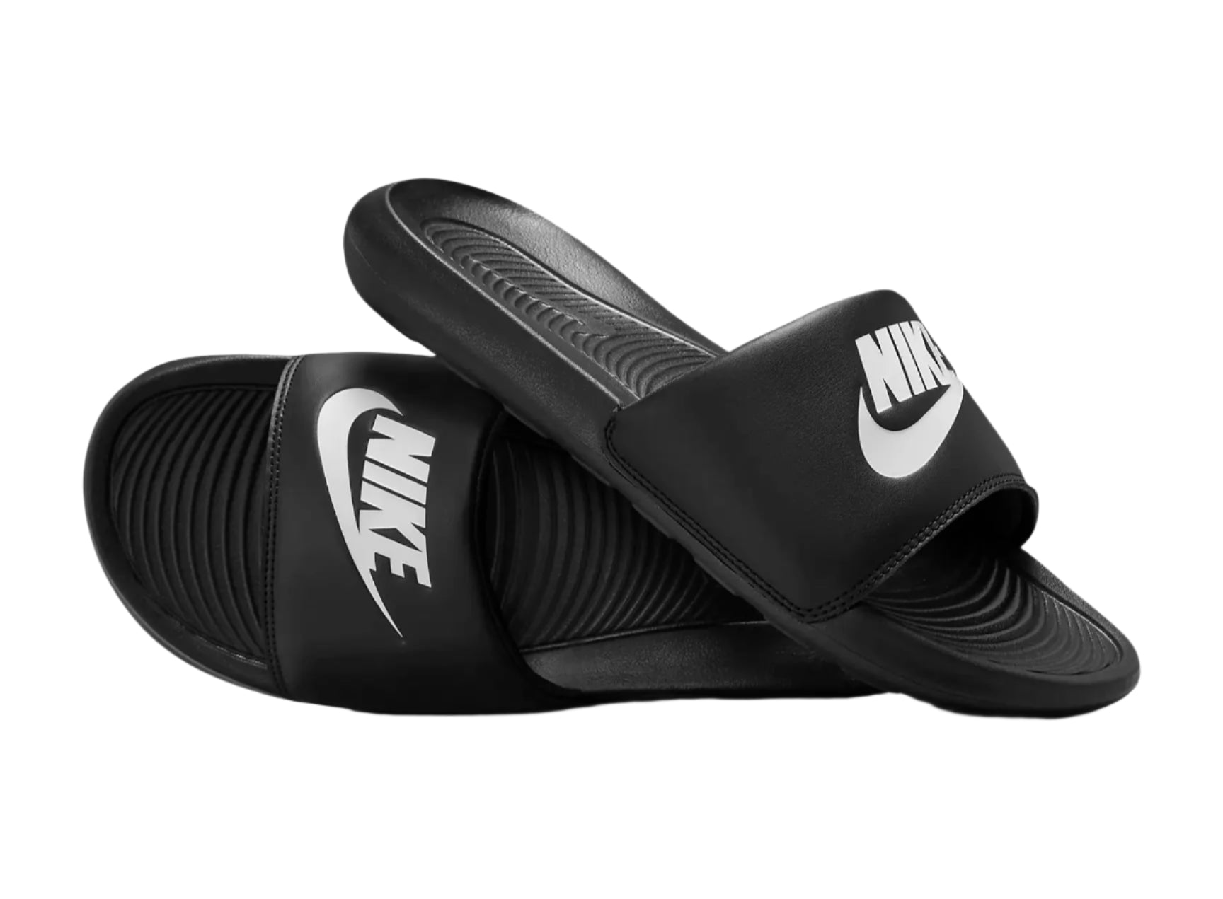 On-foot look wearing Nike Victori Slides Black