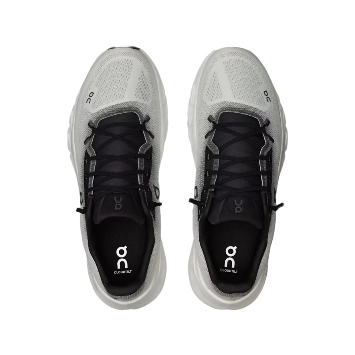 Top angle of On Cloudtilt shoes showcasing knit design