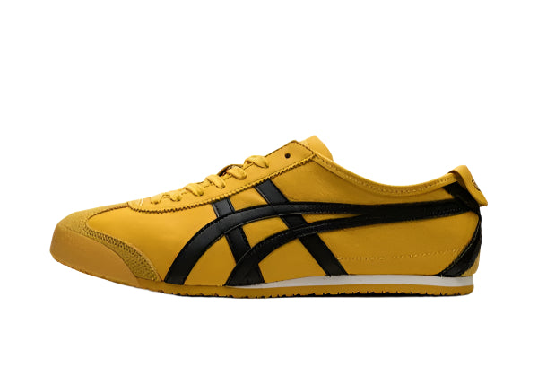 Side view of Onitsuka Tiger Mexico 66 Kill Bill yellow and black leather sneakers
