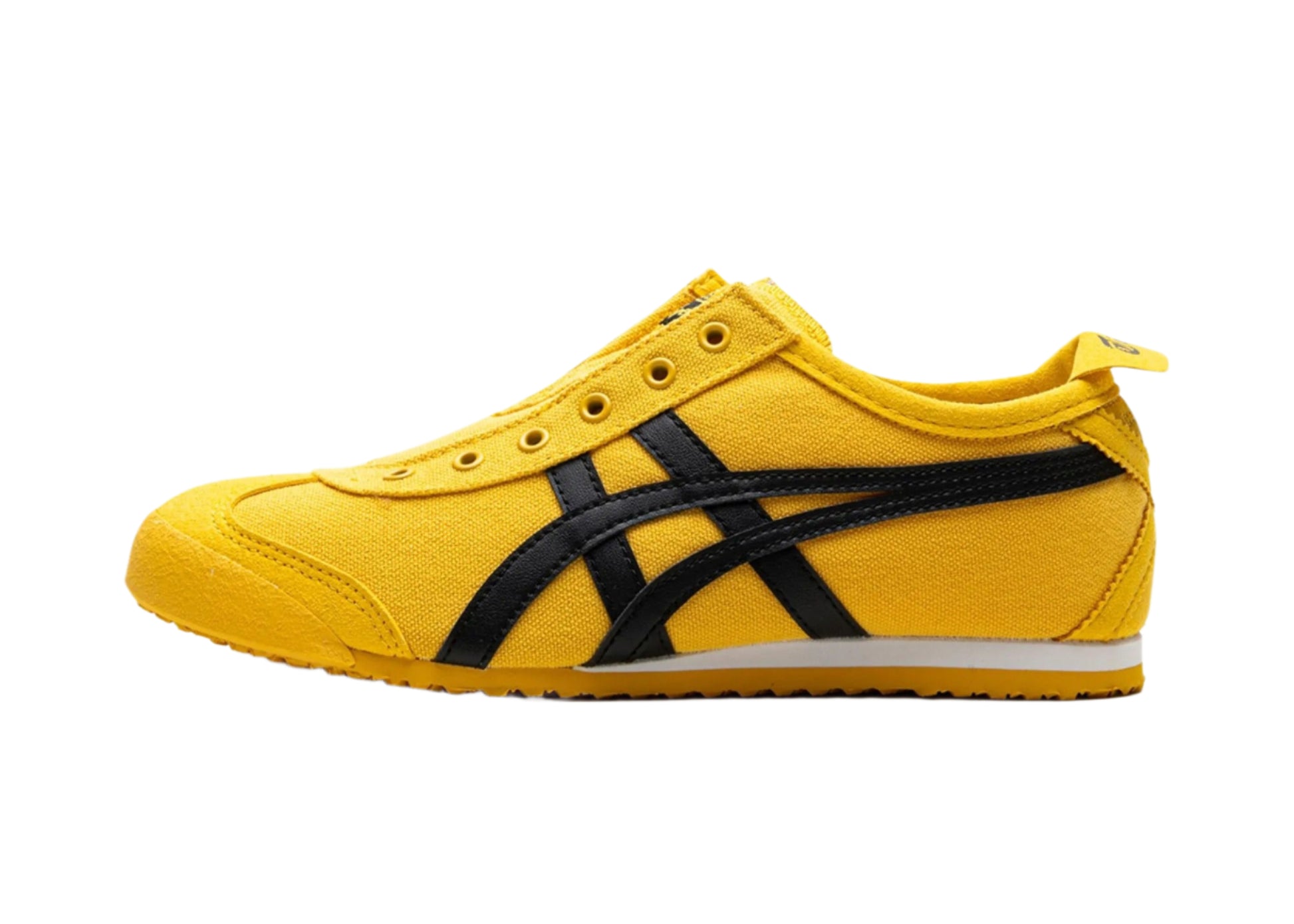 Side view of Onitsuka Tiger Mexico 66 Slip-On Kill Bill yellow leather sneakers