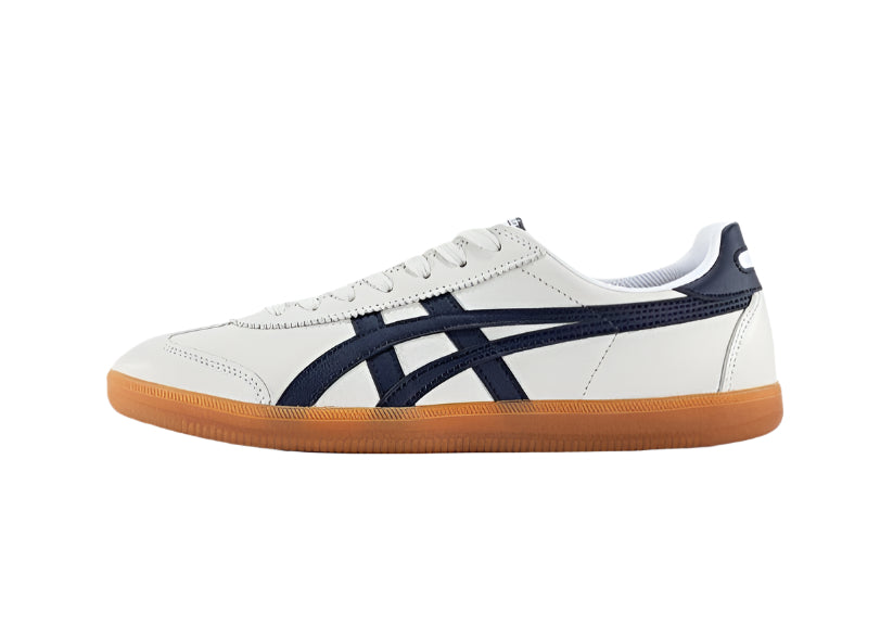 Side view of Onitsuka Tiger Tokuten in Navy Gum leather sneakers