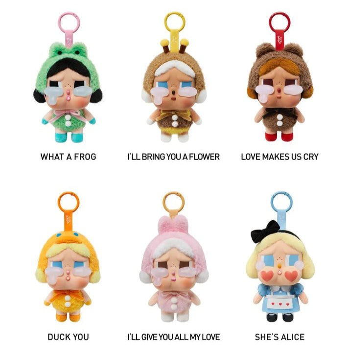 Pop Mart Crybaby plush displayed in collection setting
