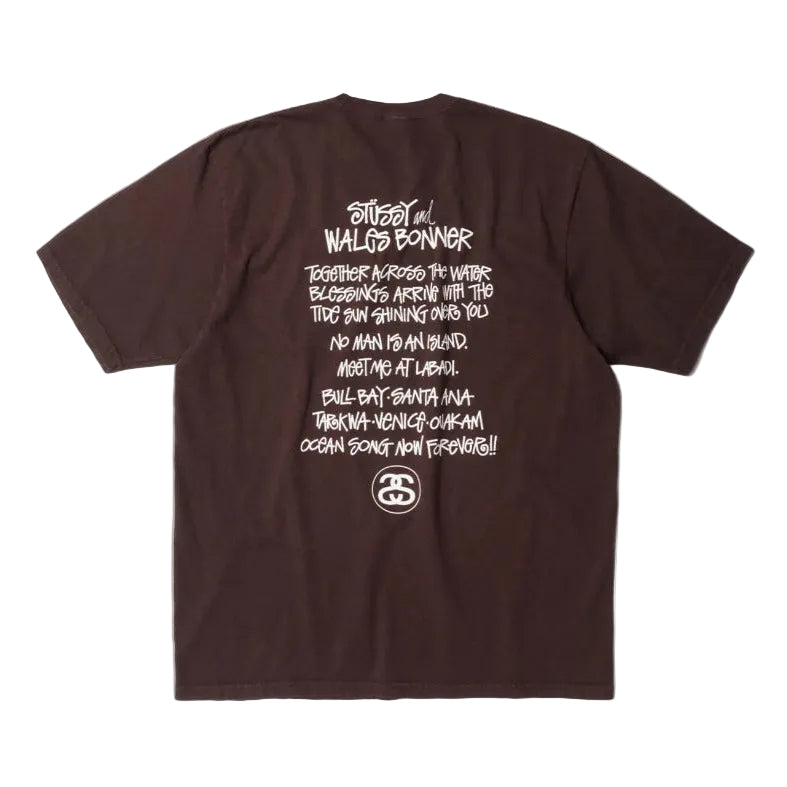 Stüssy x Wales Bonner Ocean Song Tee “Brown” Back View